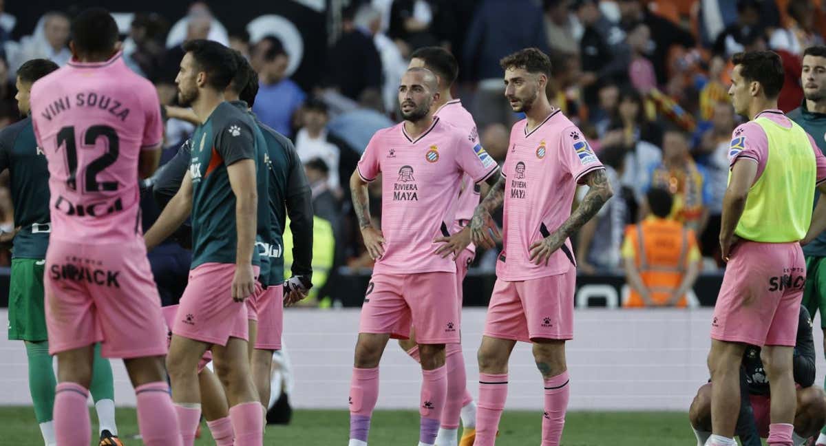 El Espanyol, tras consumarse su descenso a Segunda la pasada temporada.