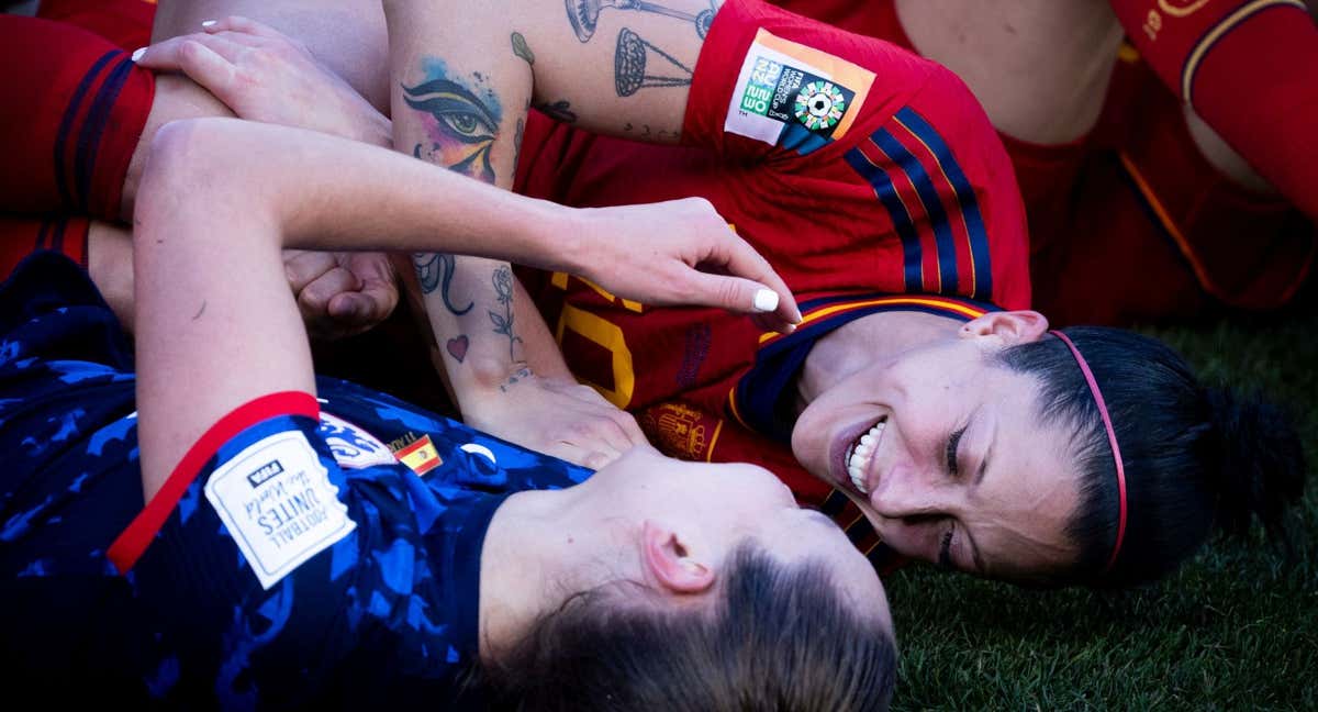 Jenni Hermoso celebra la victoria de España ante Países Bajos en el Mundial. /RFEF
