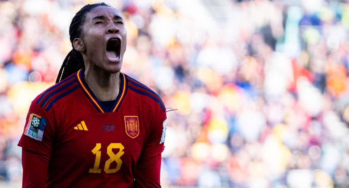 Salma celebra el 2-1 de España ante Países Bajos en los cuartos de final del Mundial. /RFEF