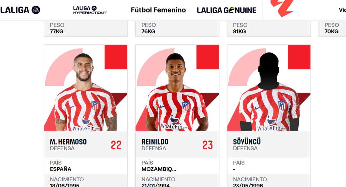 Captura de la web de LaLiga con la inclusión de Söyüncü. /LALIGA