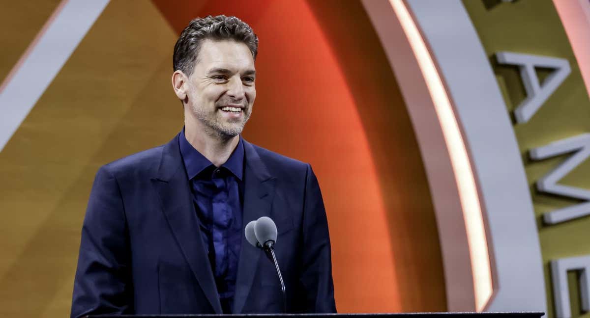 Pau Gasol, en la ceremonia que le convirtió en miembro del Salón de la Fama./EFE