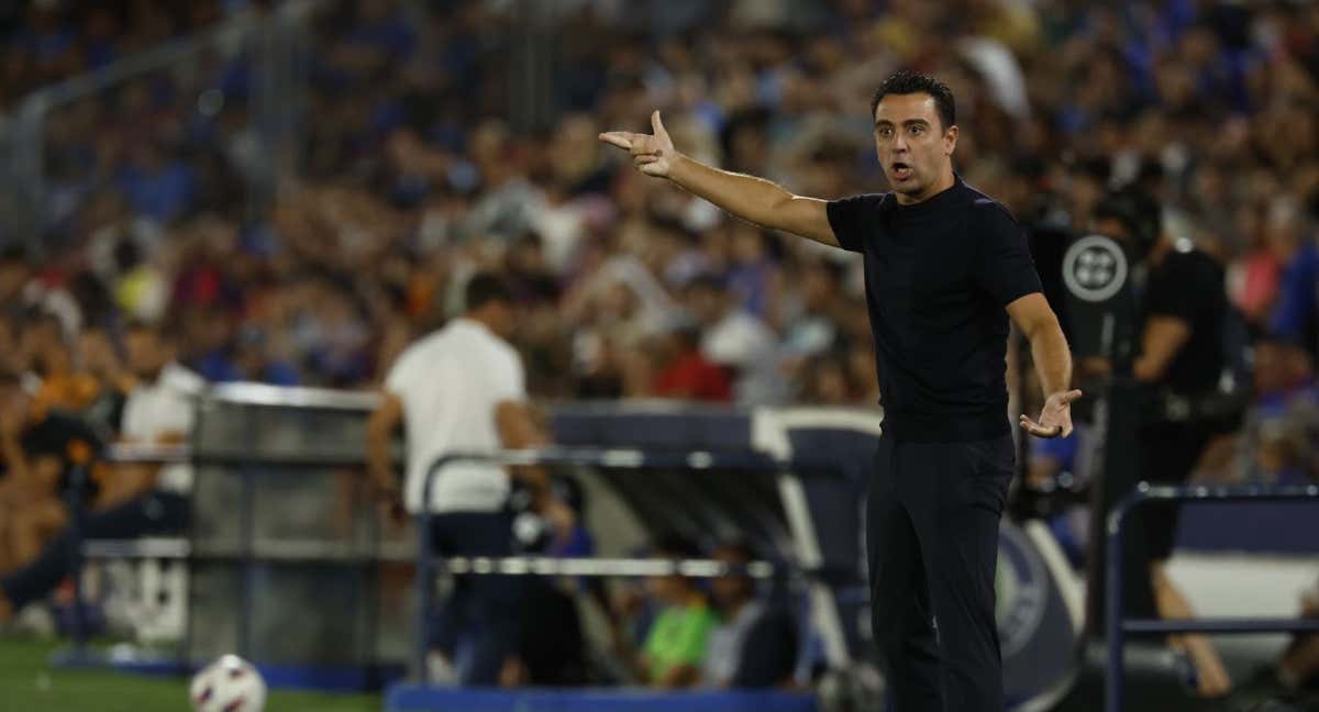 Xavi durante el partido en Getafe./AFP
