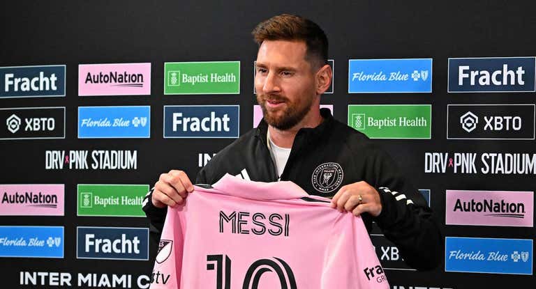 Leo Messi, antes de la rueda de prensa.