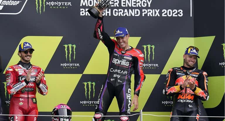 Podio del Gran Premio de Gran Bretaña 2023.