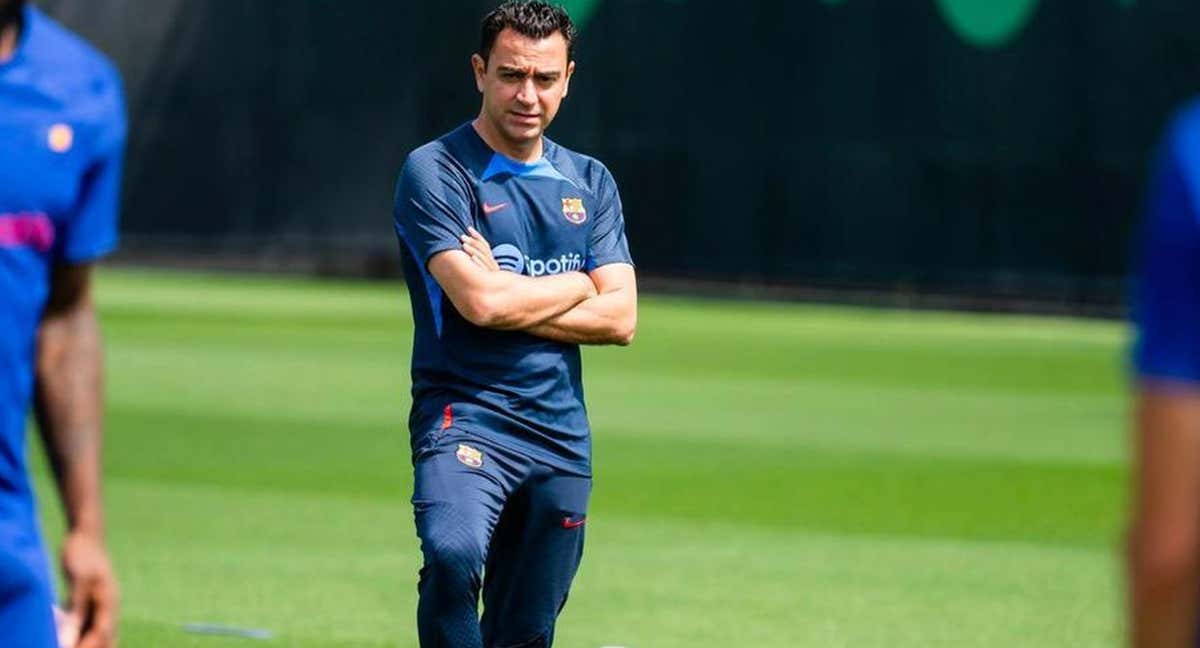 Xavi Hernández, durante un entrenamiento con l Barça. /VOZ _CÁDIZ