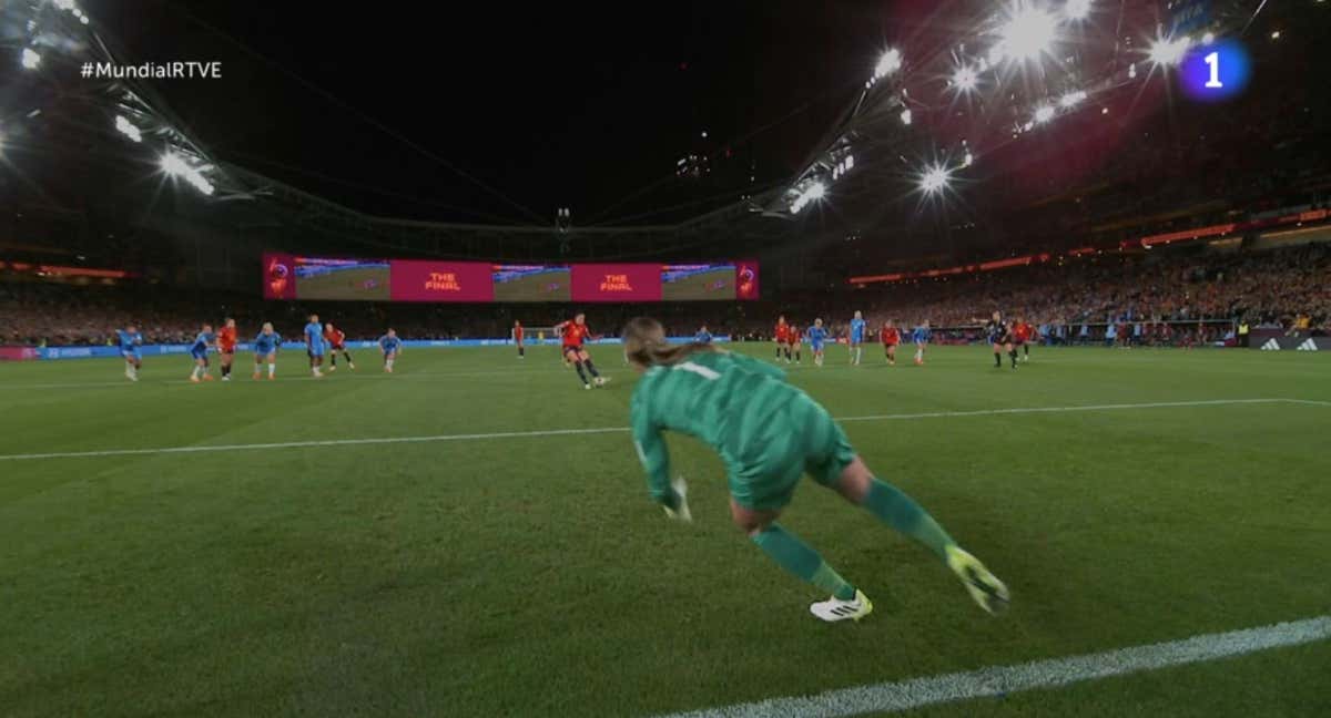 Earps, infringiendo las reglas FIFA. /CAPTURA RTVE