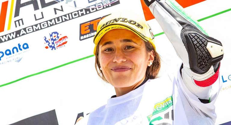 Beatriz Neila tras conseguir la victoria en Most.