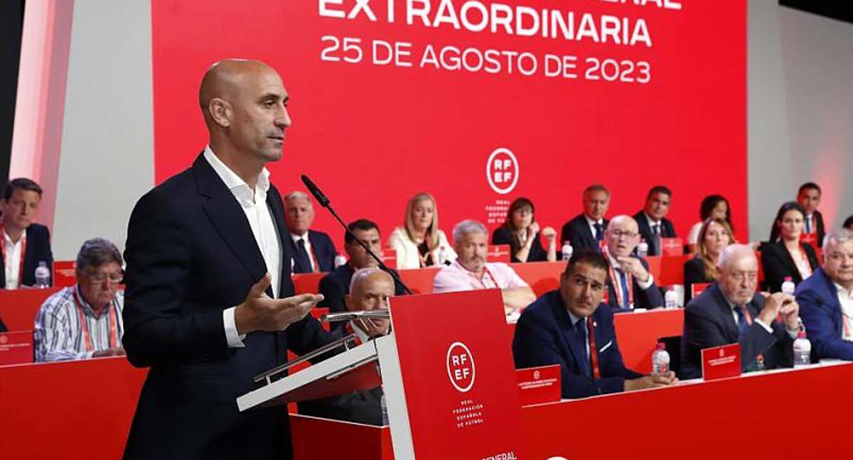 Luis Rubiales da un discurso durante una Asamblea de la RFEF./RFEF