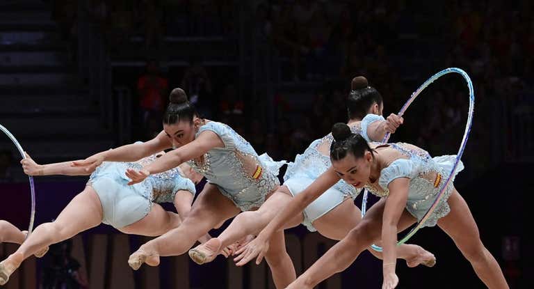 El equipo español durante la final.