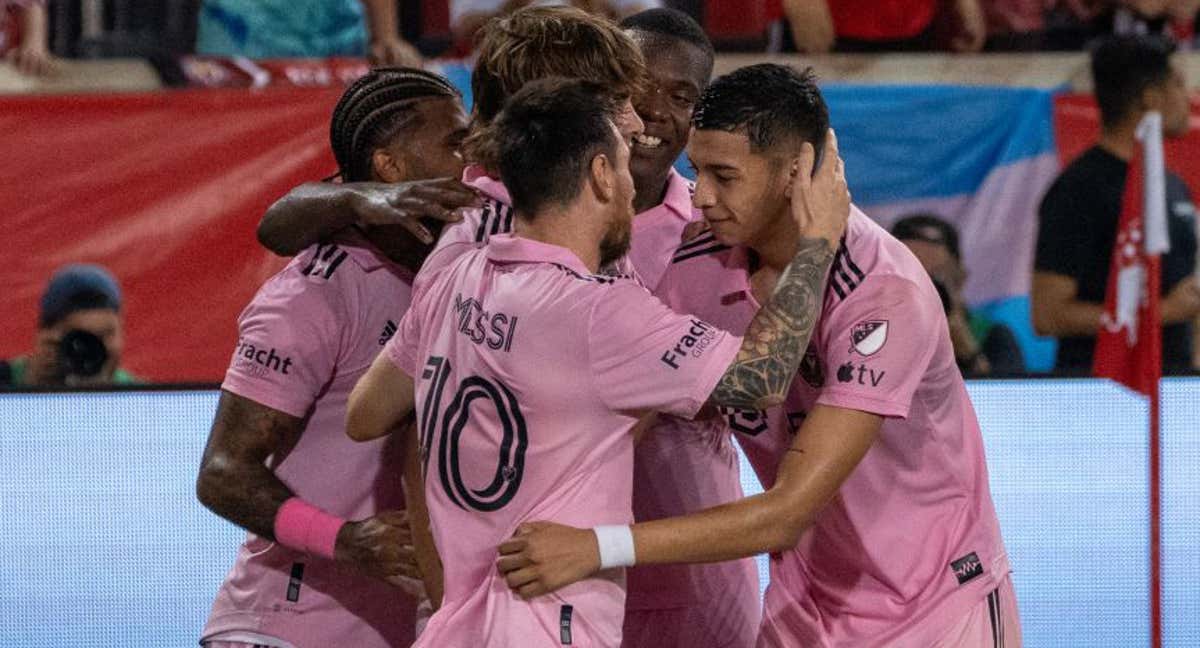 Los jugadores del Inter Miami celebran el gol de Messi. /EFE