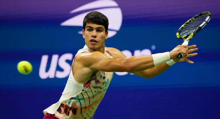 Carlos Alcaraz durante un partido del US Open.