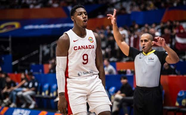 RJ Barrett, durante el partido ante Brasil. FIBA