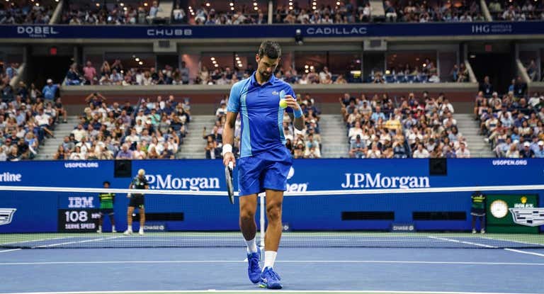 Novak Djokovic, durante su partido de octavos de final del US Open 2023.