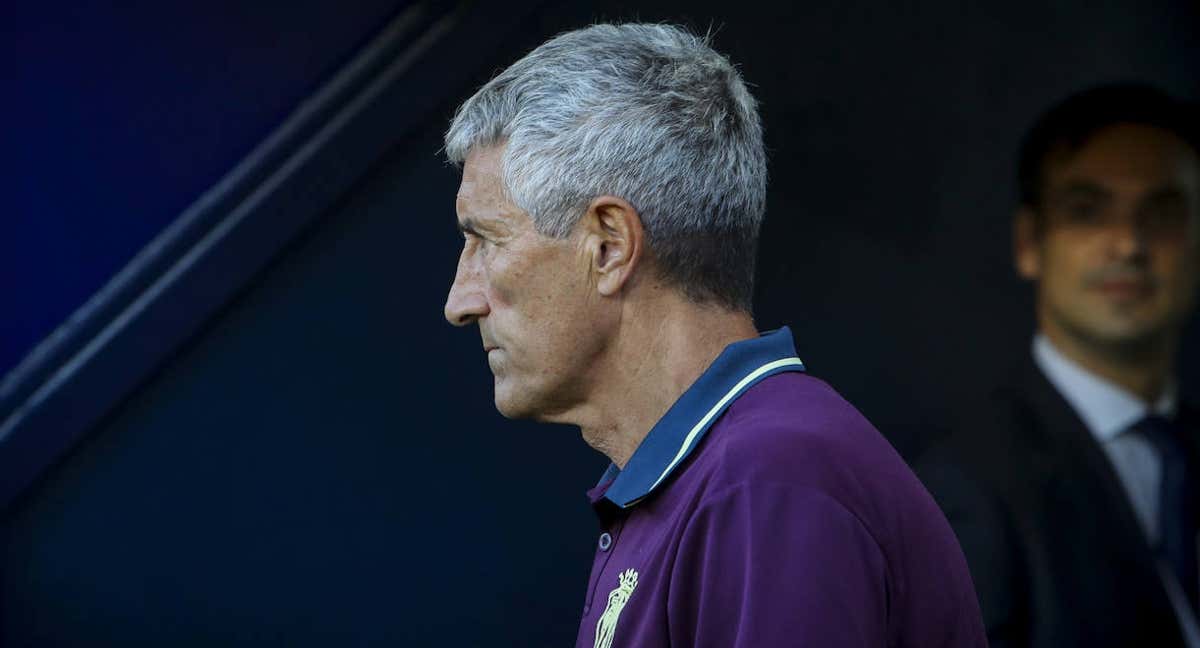 Quique Setién, antes de un partido del Villarreal.