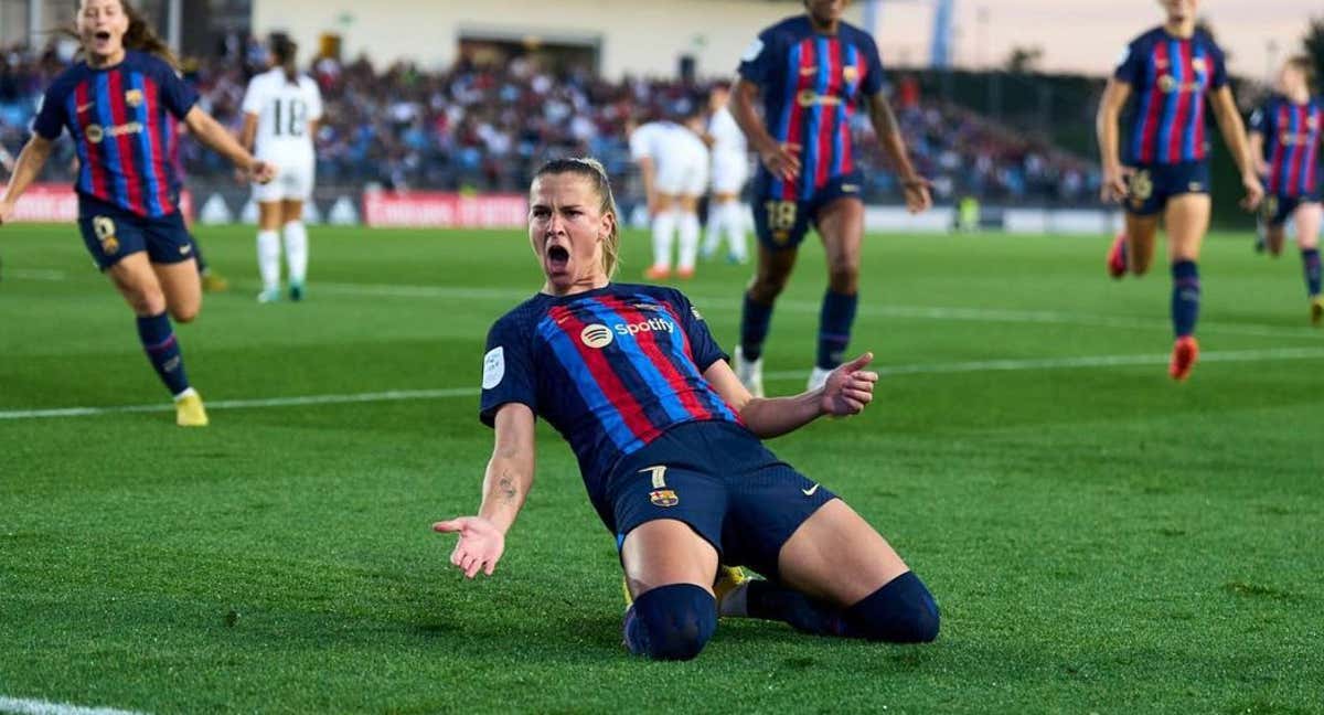 Ana celebra el gol contra el Real Madrid. /FC BARCELONA