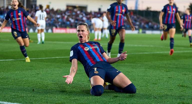 Ana celebra el gol contra el Real Madrid.