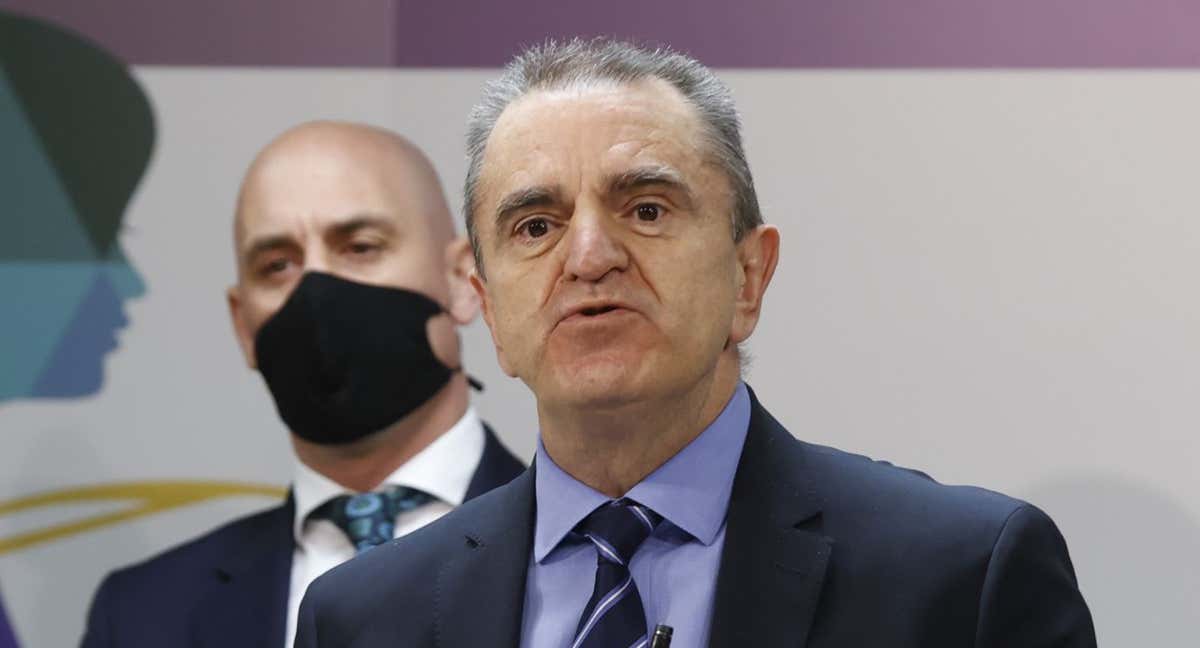 Luis Rubiales y José Manuel Franco, en un encuentro celebrado el 14 de marzo de 2022, tras la reunión de la Comisión del CSD sobre el fútbol femenino. /AGENCIAS