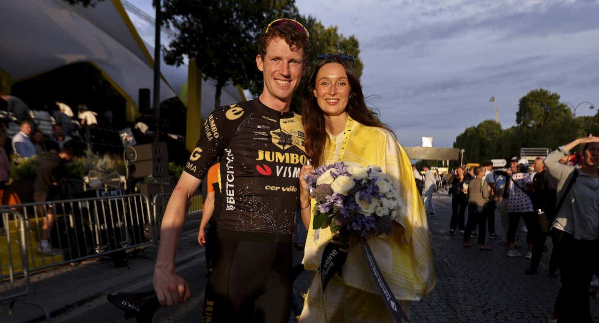 Nathan Van Hooydonck y su pareja, Alicia Cara, en el pasado Tour. /Getty