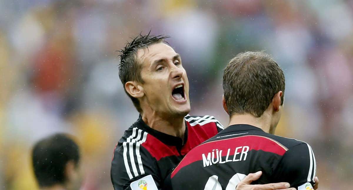 Klose y Müller celebran un gol en el Mundial de Brasil. /EFE