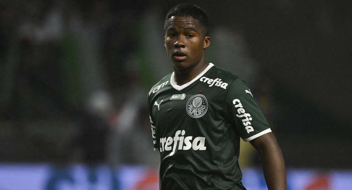Endrick, durante un partido con el Palmeiras. /AFP