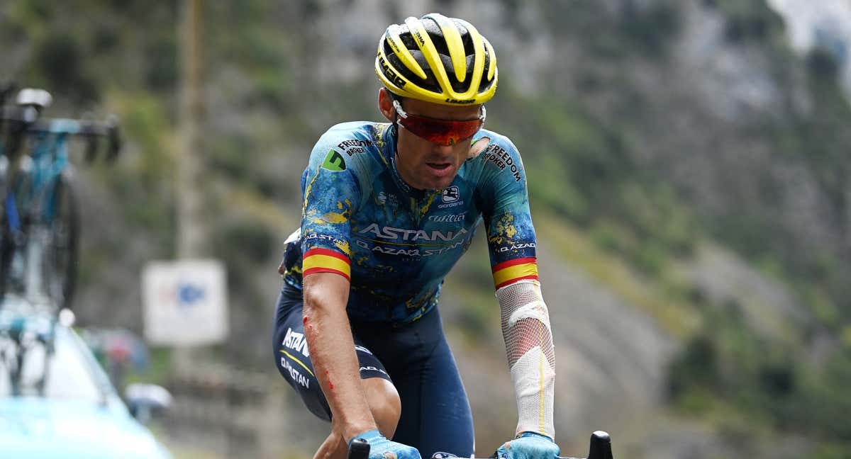 Luis León Sánchez, tras su caída en La Vuelta./GETTY