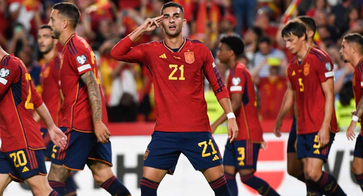 Ferran Torres celebra un gol ante Chipre.