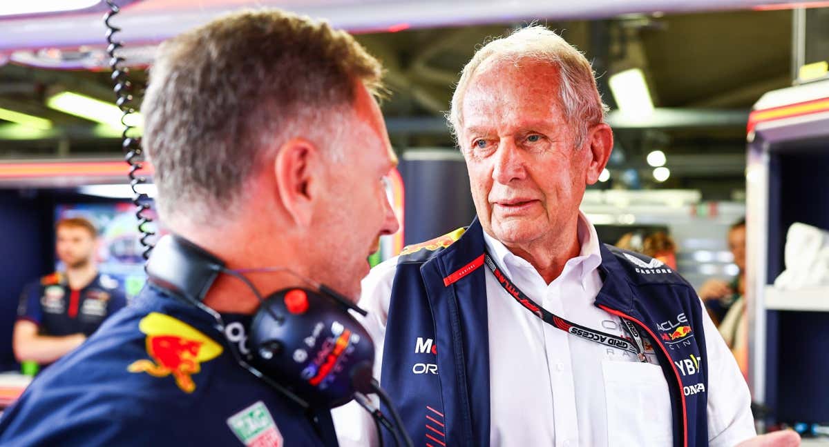 Christian Horner, jefe de equipo de Red Bull F1, y Helmut Marko, asesor de la marca. /Red Bull Content Pool