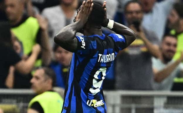 Thuram celebra el gol contra el Milan.  AFP