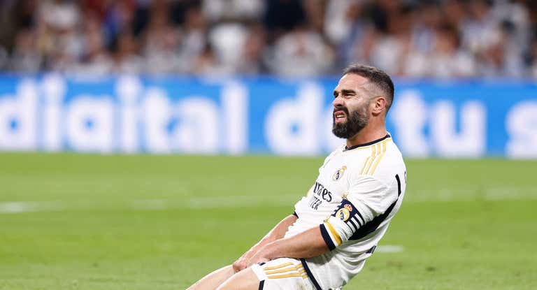 Carvajal, en un partido con el Real Madrid.
