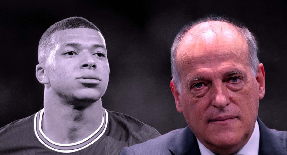 Montaje fotográfico con Mbappé y el presidente de LaLiga, Javier Tebas./EFE