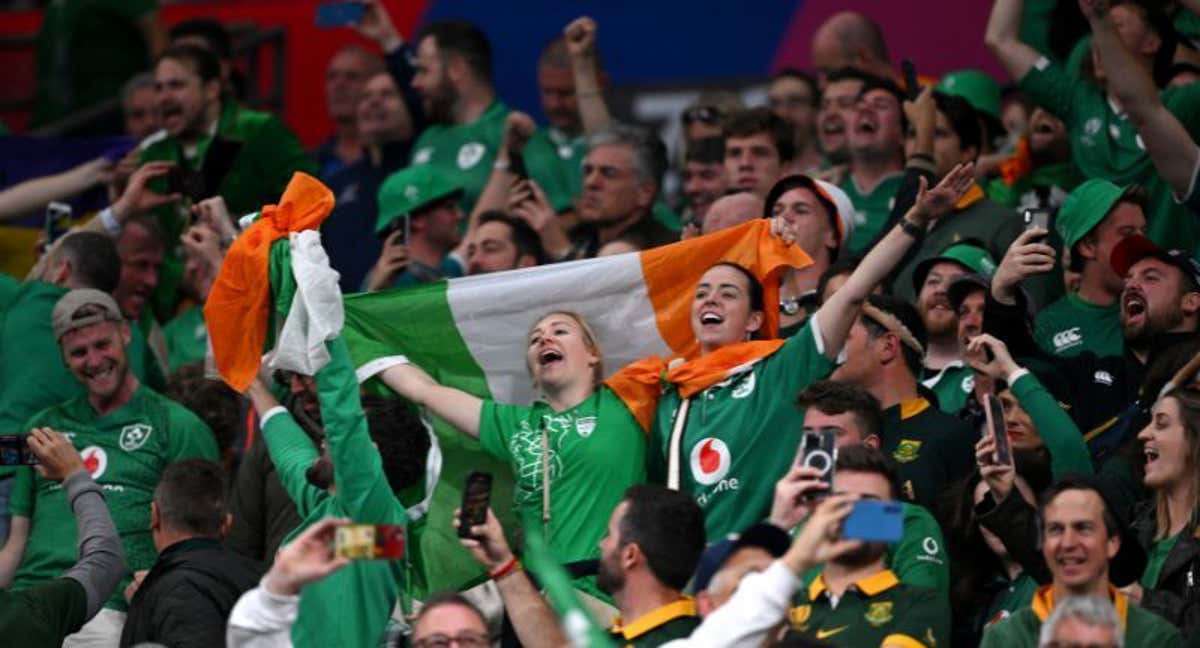 Afición irlandesa en el partido ante Sudáfrica.