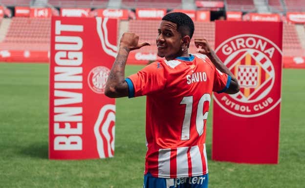 Savinho, durante su presentación con el Girona. @GironaFC