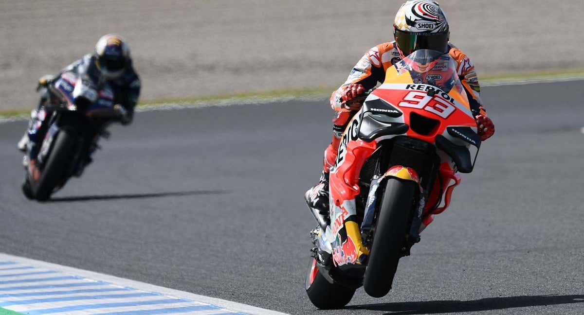 Marc Márquez rodando en Motegi./AFP