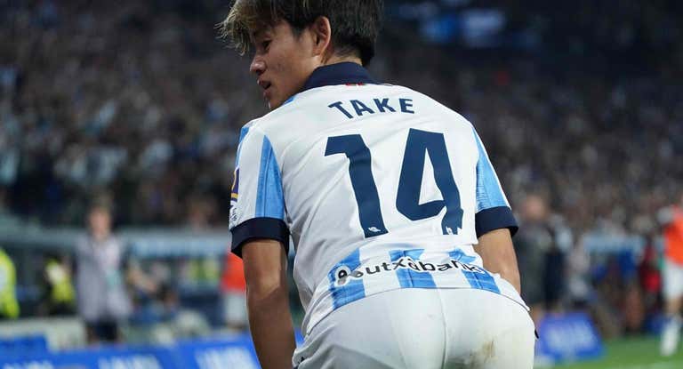 Kubo celebra su gol ante el Athletic.