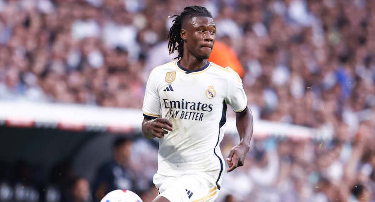 Eduardo Camavinga, durante un partido en el Bernabéu.
