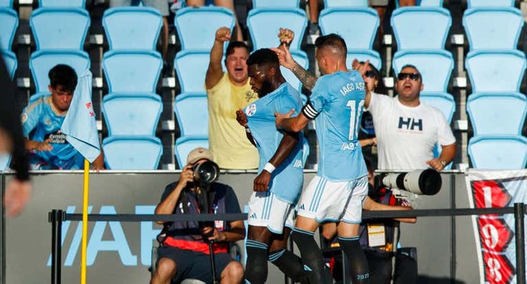 Bamba celebra un gol ante el Getafe.