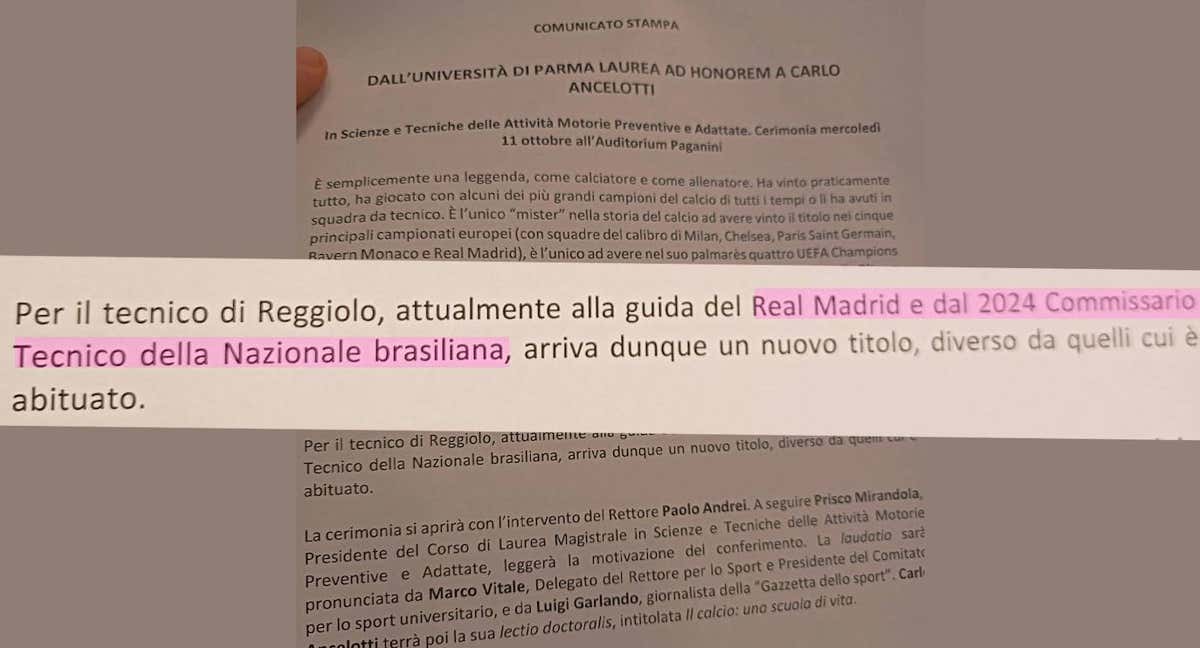 Comunicado de la Universidad de Parma./UNIVERSIDAD DE PARMA