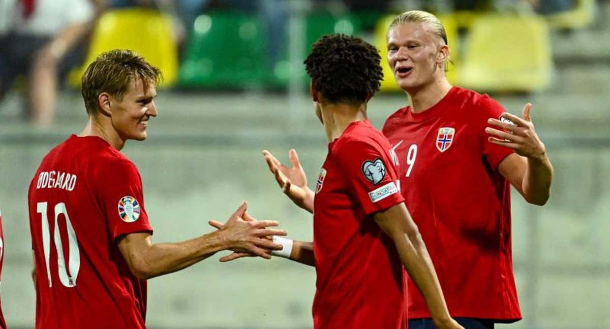 Odegaard, en un partido con Noruega./AFP