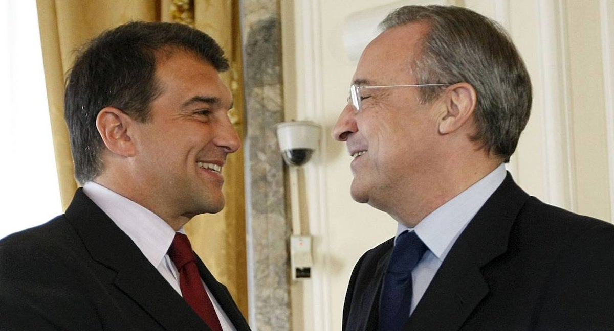 Joan Laporta y Florentino Pérez, antes de una comida de directivas en abril de 2010.