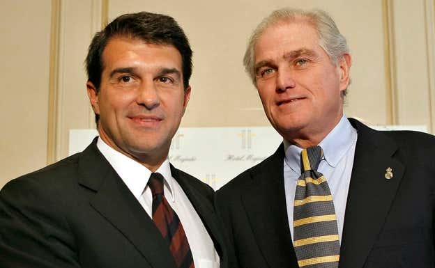 Laporta y Calderón, antes de una comida en 2007.  EFE