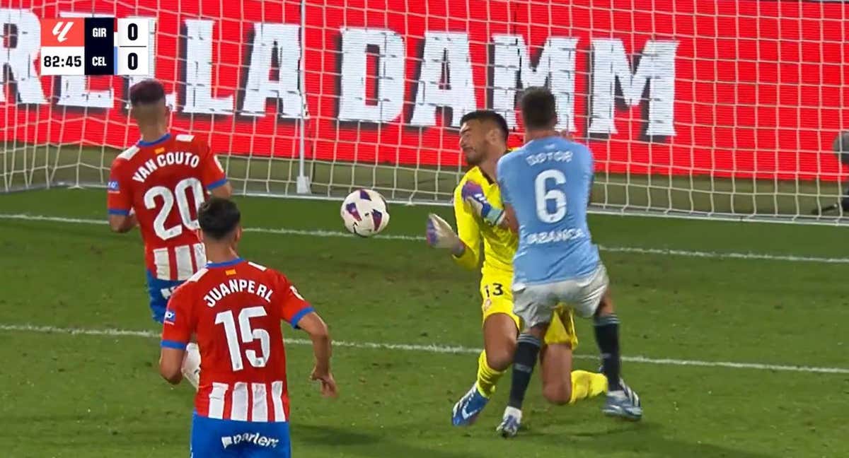 Dotor y Gazzanigga chocan en el Girona-Celta.
