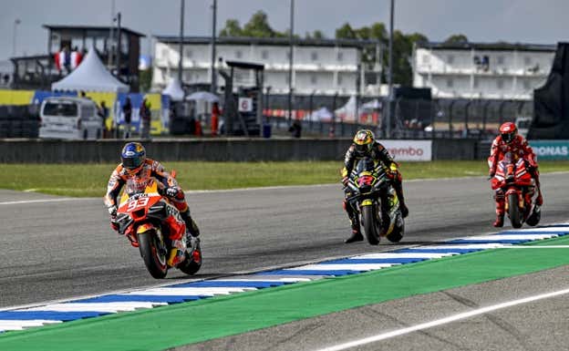 Marc Márquez, en acción, en el GP de Tailandia 2023 de MotoGP.  EP