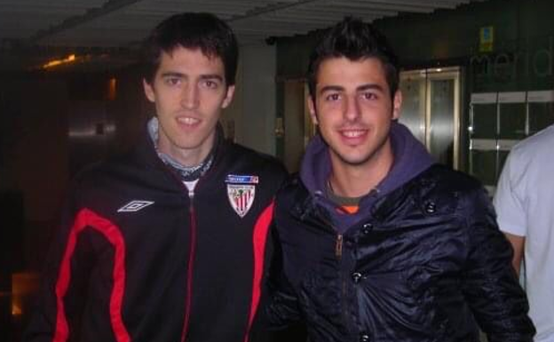 Aitor, junto a Iraola. Cedida