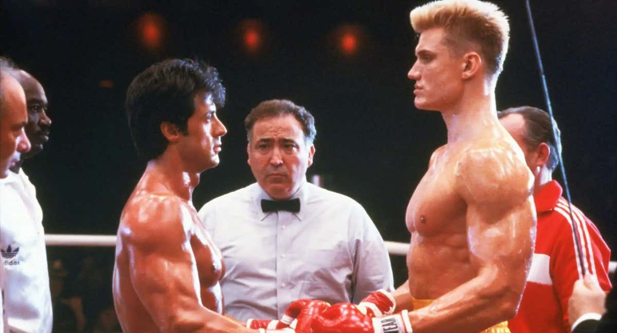 Stallone y Lundgren, durante una escena de Rocky 4./