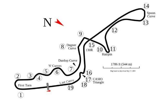 El circuito de Suzuka, al detalle.  WIKIPEDIA