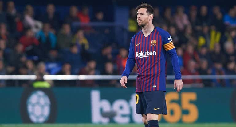 Leo Messi en un partido con el Barcelona.