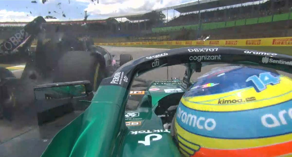 Momento del choque entre Ocon y Alonso. /F1