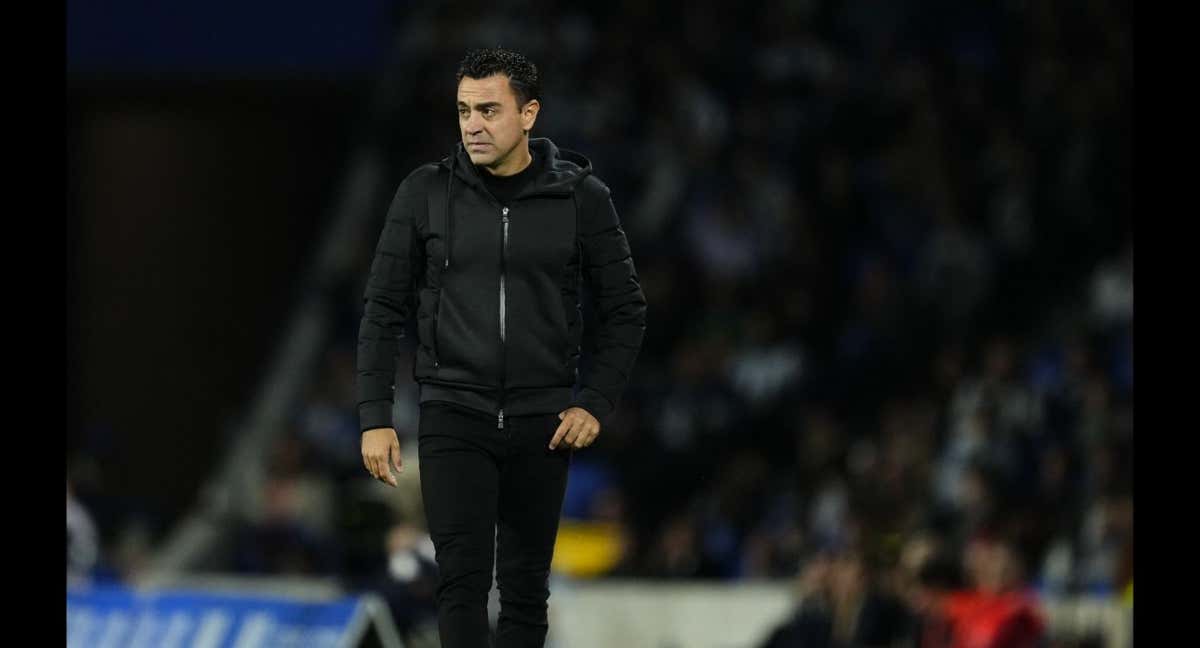 Xavi Hernández, en Anoeta.