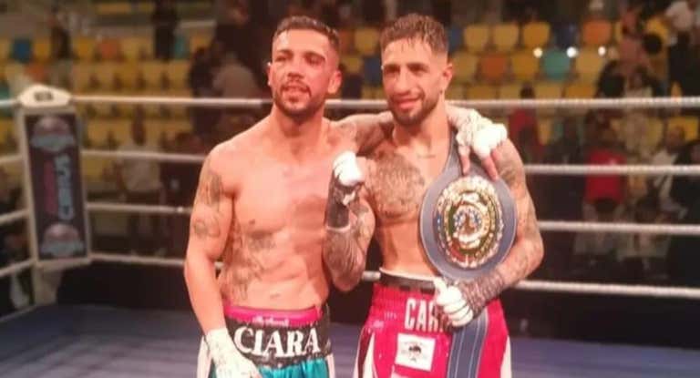 Aramis Torres y Samuel Carmona, tras su combate en el Gran Canaria Arena.