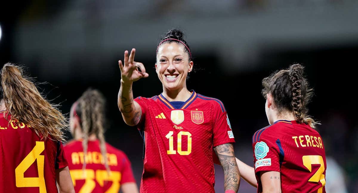 Jenni Hermoso celebra el gol que marcó ante Italia en el pasado parón por selecciones. /Getty